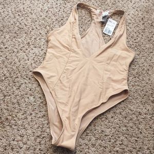 Forever 21 low v bathing suit nude new